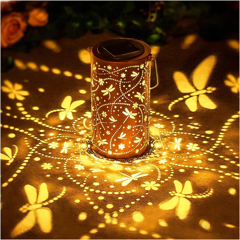 EZTZEN Dragonfly Solar Lanterns Outdoor Waterproof Hanging Solar Lights Dragonfly Gifts for Women Men Metal Decorative LED Lanterns for Garden Decor,Yard,Patio,Lawn,Tabletop,Pathway - Image 1